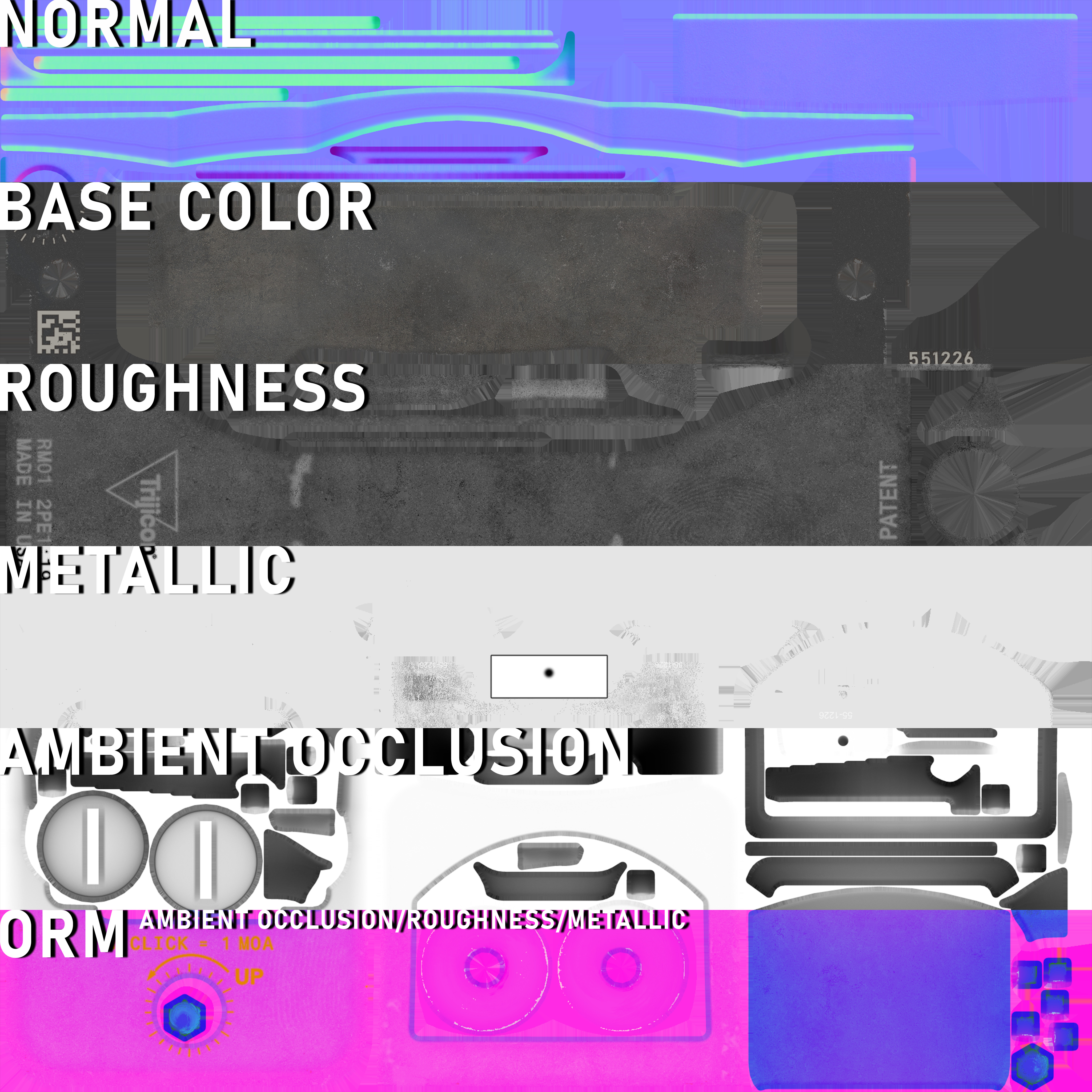 Trijicon RMR Automatic LED and 45 Degree Mount Low-poly 3D model_19