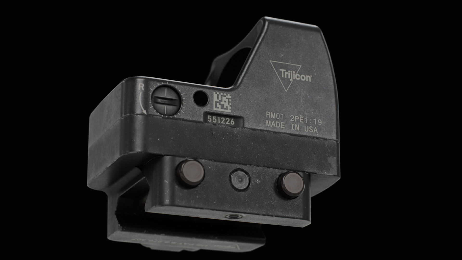 Trijicon RMR Automatic LED and 45 Degree Mount Low-poly 3D model_6