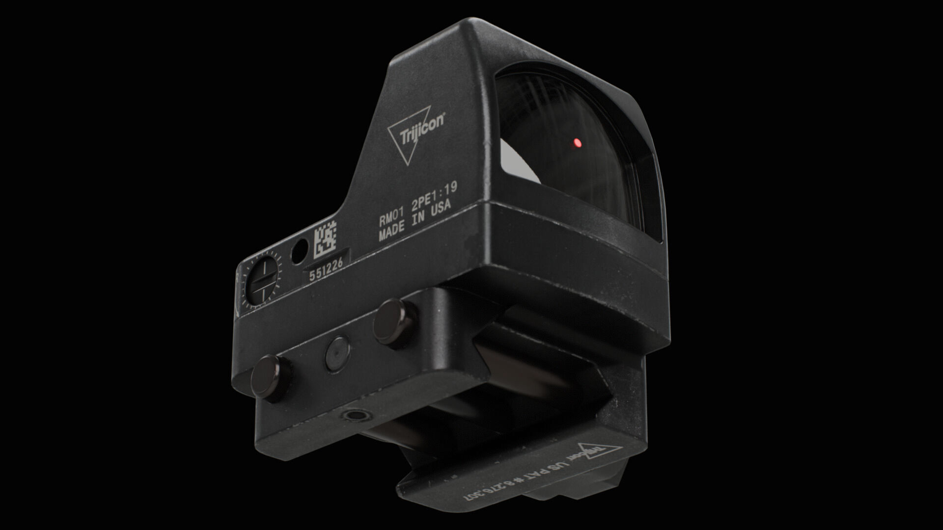 Trijicon RMR Automatic LED and 45 Degree Mount Low-poly 3D model_8