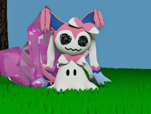 Mimikyu Sylveon clothes 3D model - pokemon Low-poly 3D model_0