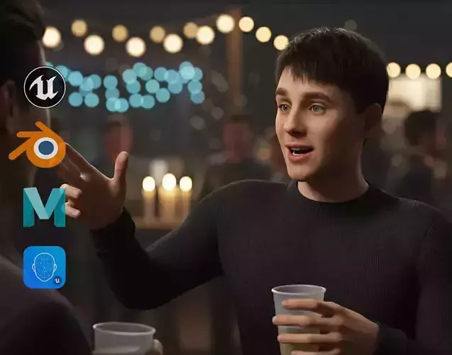 Realistic Modern Young Man with Black Sweater