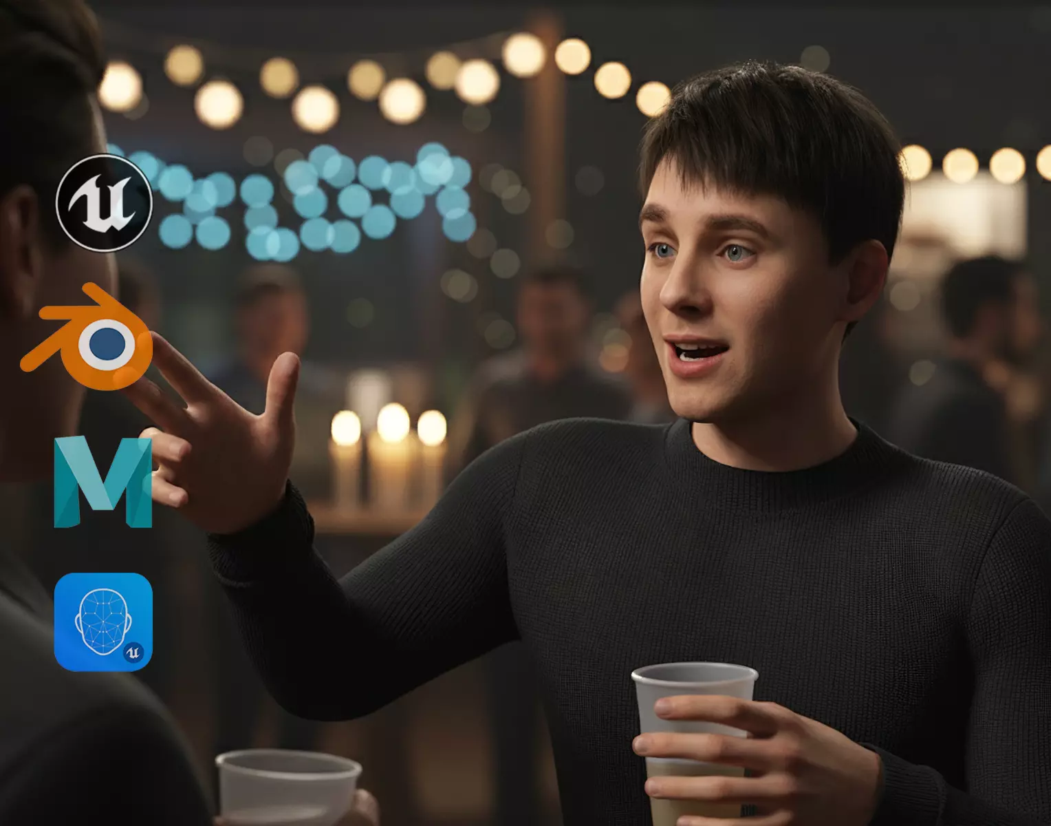 Realistic Modern Young Man with Black Sweater Low-poly 3D model_0