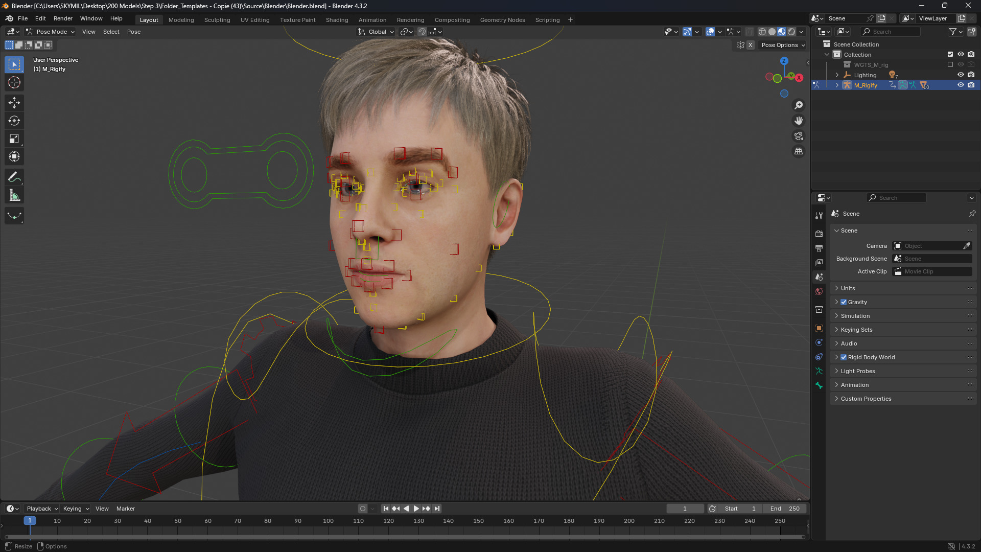 Realistic Modern Young Man with Black Sweater Low-poly 3D model_12