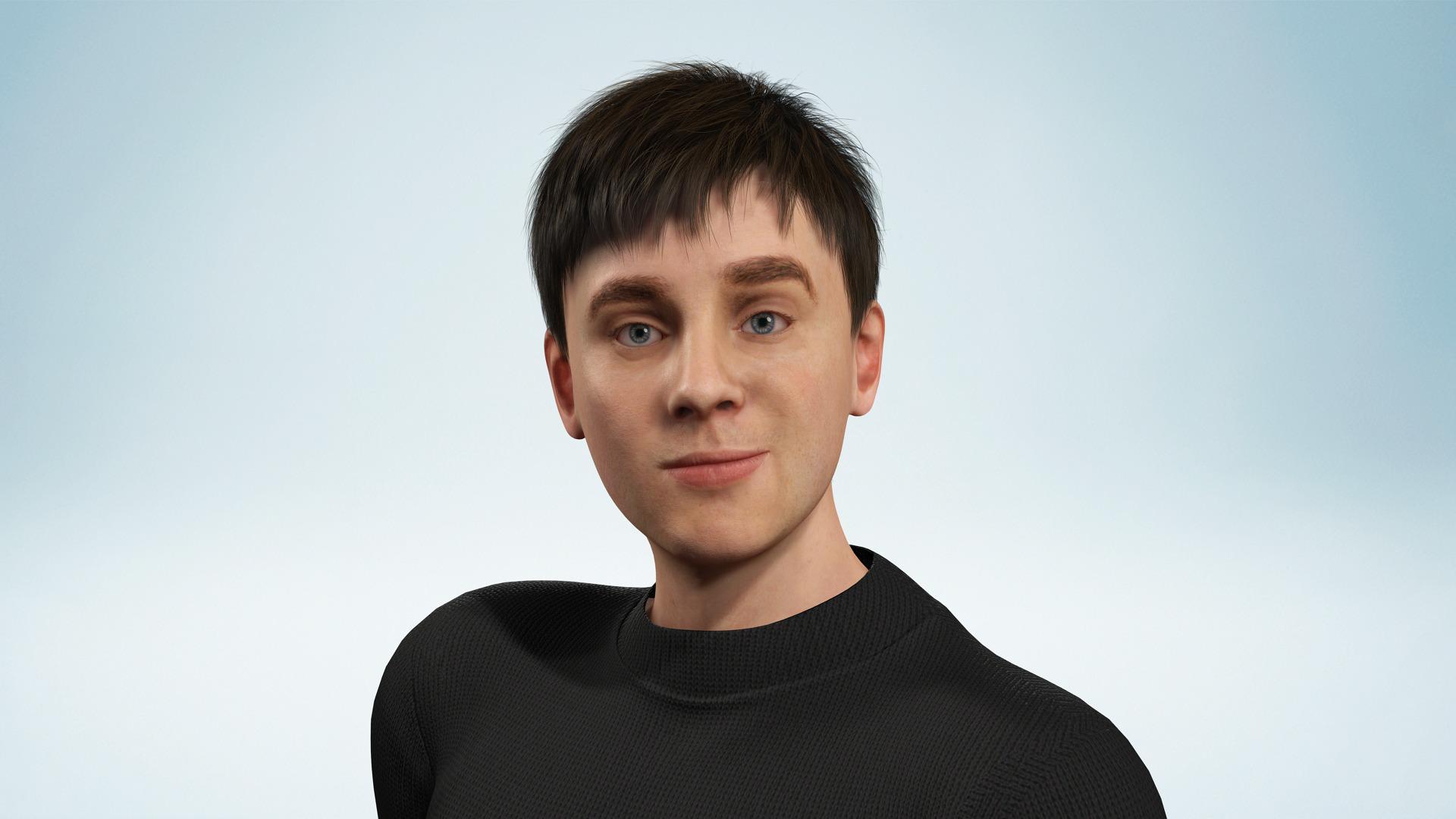 Realistic Modern Young Man with Black Sweater Low-poly 3D model_7