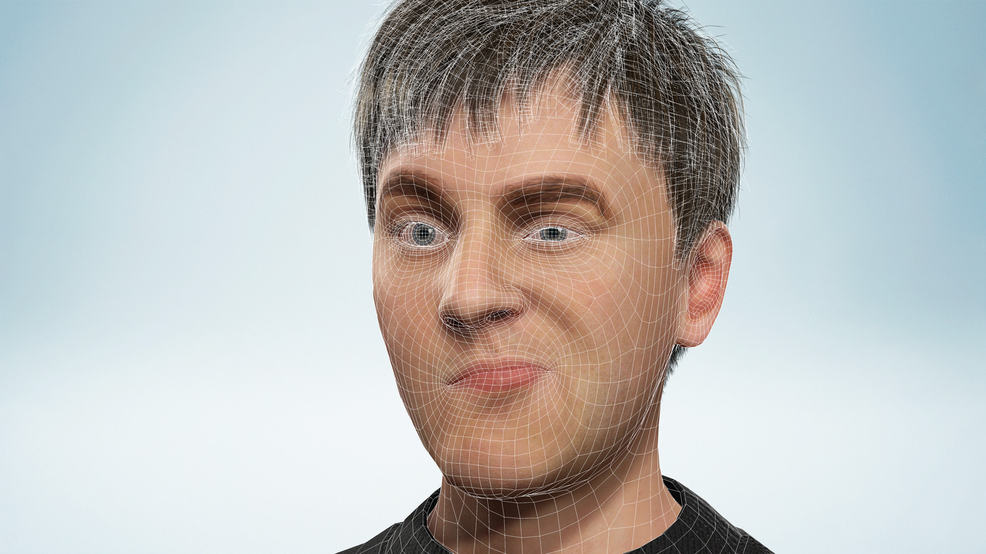 Realistic Modern Young Man with Black Sweater Low-poly 3D model_25