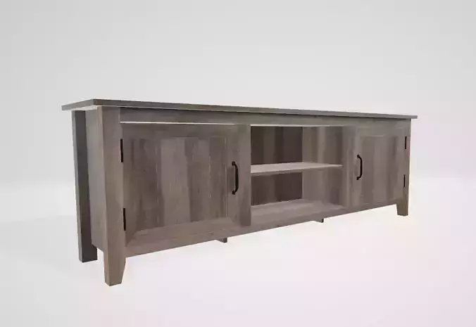 Gray Wash Wood Grooved Door TV Stand