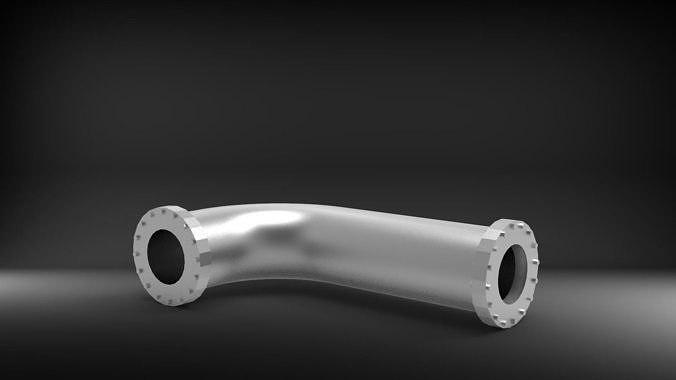 Pipe elbow with two flanges 3D print model