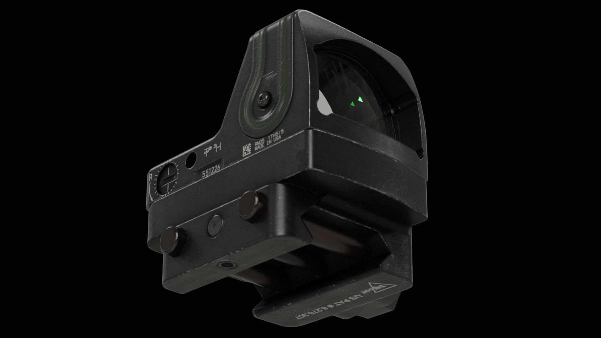 Trijicon RMR Dual Illuminated and 45 Degree Mount Low-poly 3D model_9