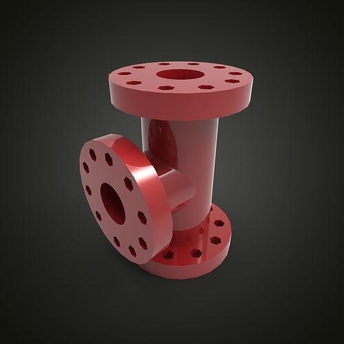Tee pipe with flanges 3D print model