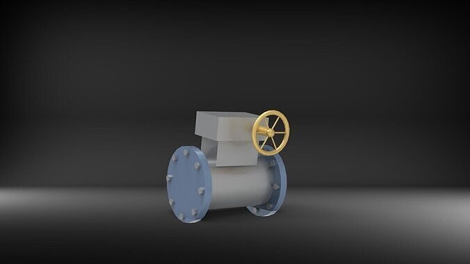 Pipe with two flanges and square valve 3D print model
