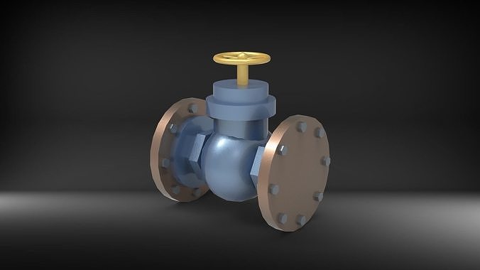 Ball valve with two flanges 3D print model