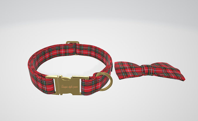 Uniqe Style Paws Christmas Grid Dog Collar 3D model