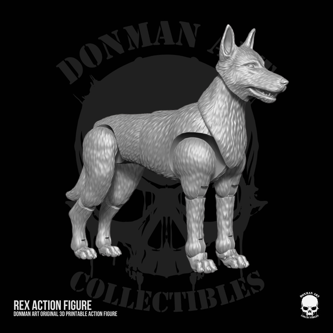 Rex Standard Dog Full Action figure STL Files 3D print model_26