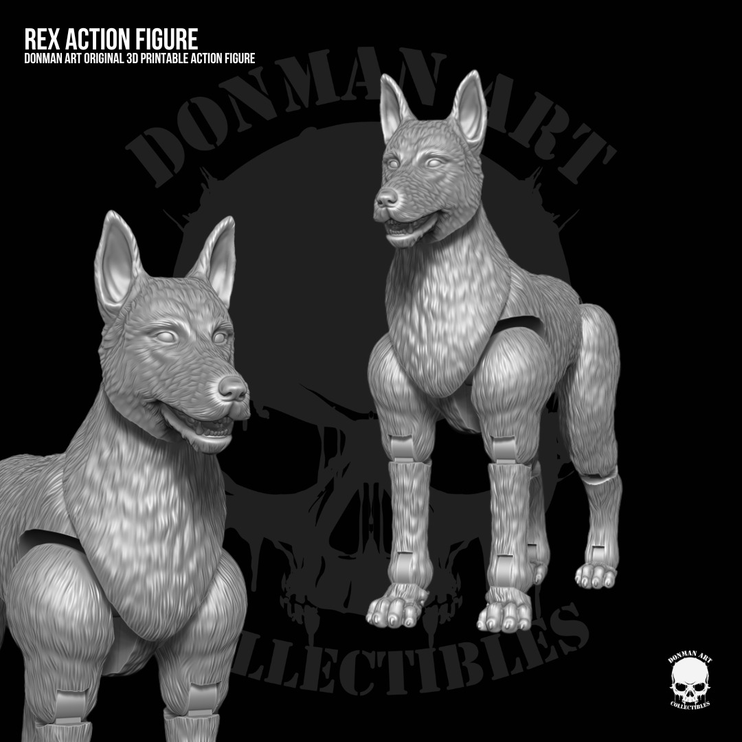 Rex Standard Dog Full Action figure STL Files 3D print model_6