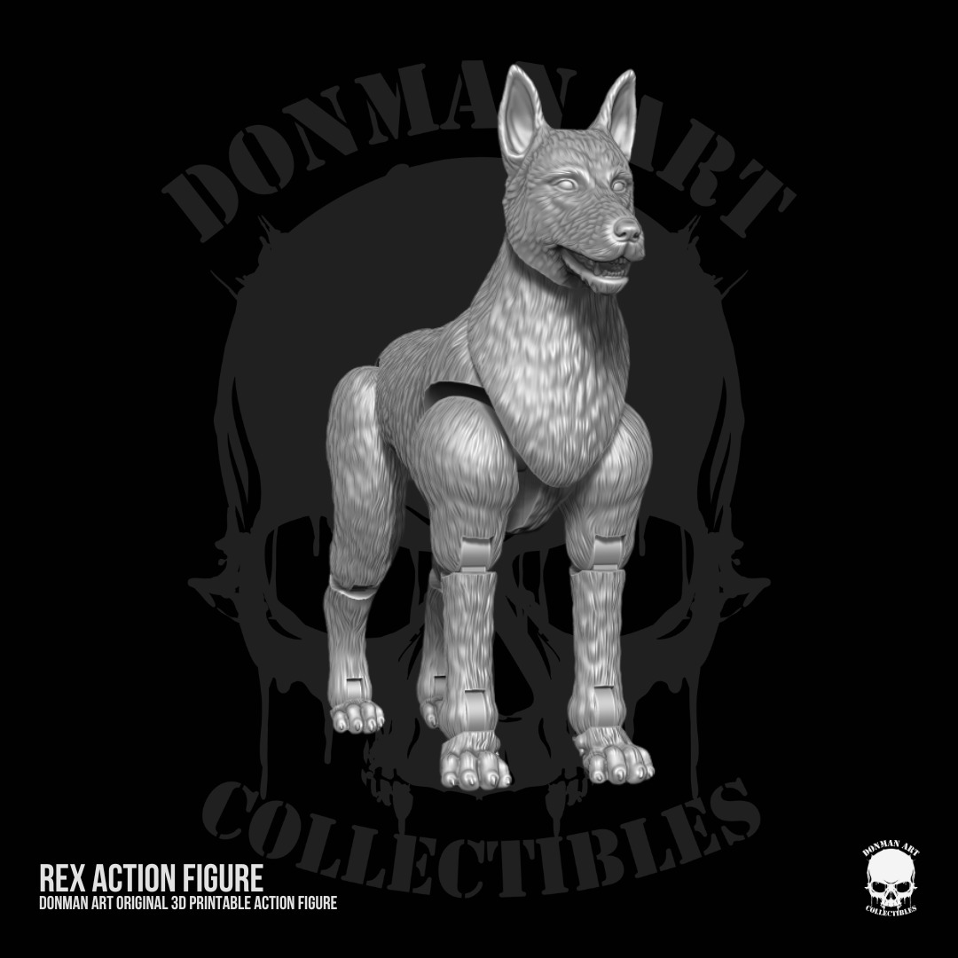 Rex Standard Dog Full Action figure STL Files 3D print model_10