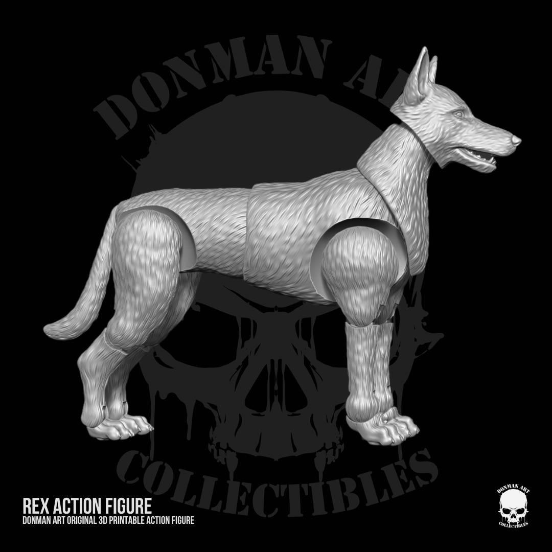 Rex Standard Dog Full Action figure STL Files 3D print model_3