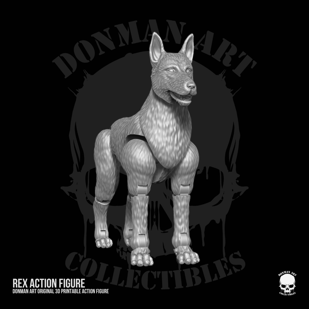 Rex Standard Dog Full Action figure STL Files 3D print model_8