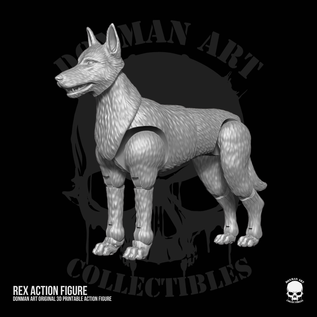 Rex Standard Dog Full Action figure STL Files 3D print model_15