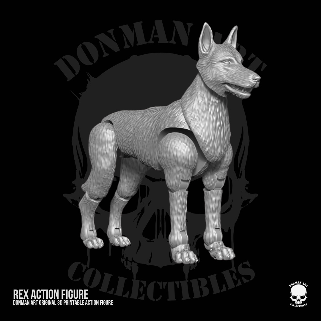 Rex Standard Dog Full Action figure STL Files 3D print model_16