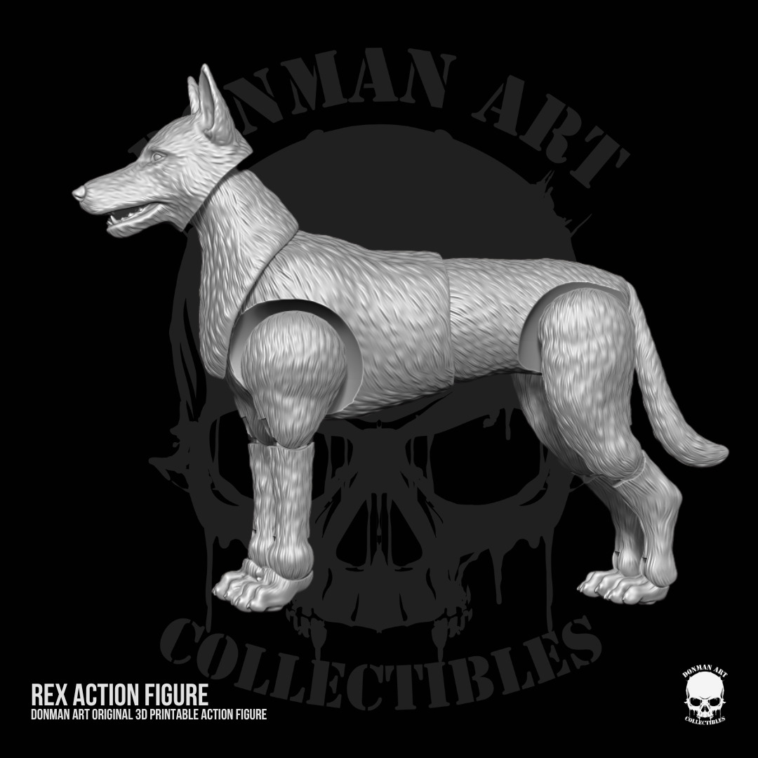 Rex Standard Dog Full Action figure STL Files 3D print model_4
