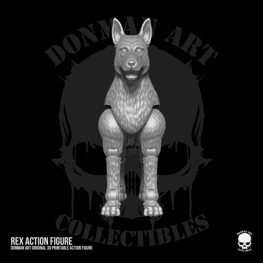 Rex Standard Dog Full Action figure STL Files 3D print model_9