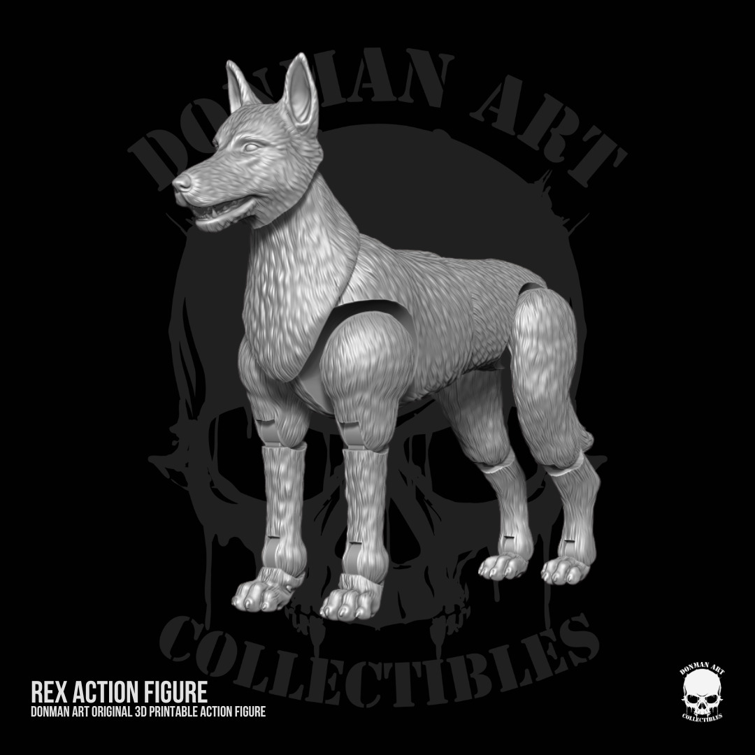 Rex Standard Dog Full Action figure STL Files 3D print model_17