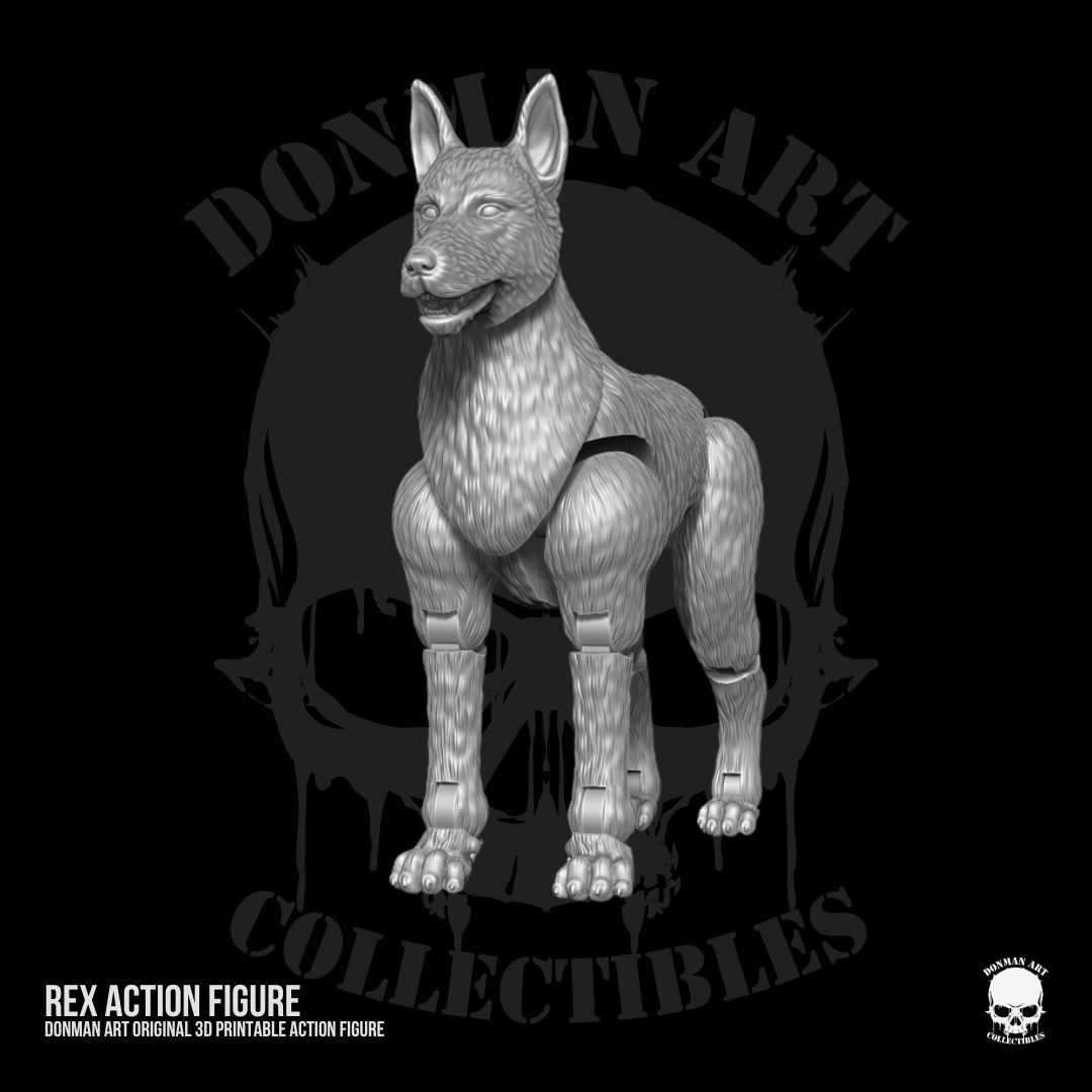 Rex Standard Dog Full Action figure STL Files 3D print model_12