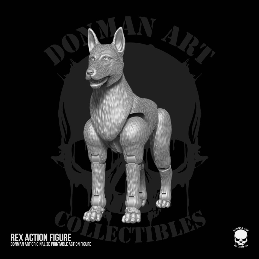 Rex Standard Dog Full Action figure STL Files 3D print model_11