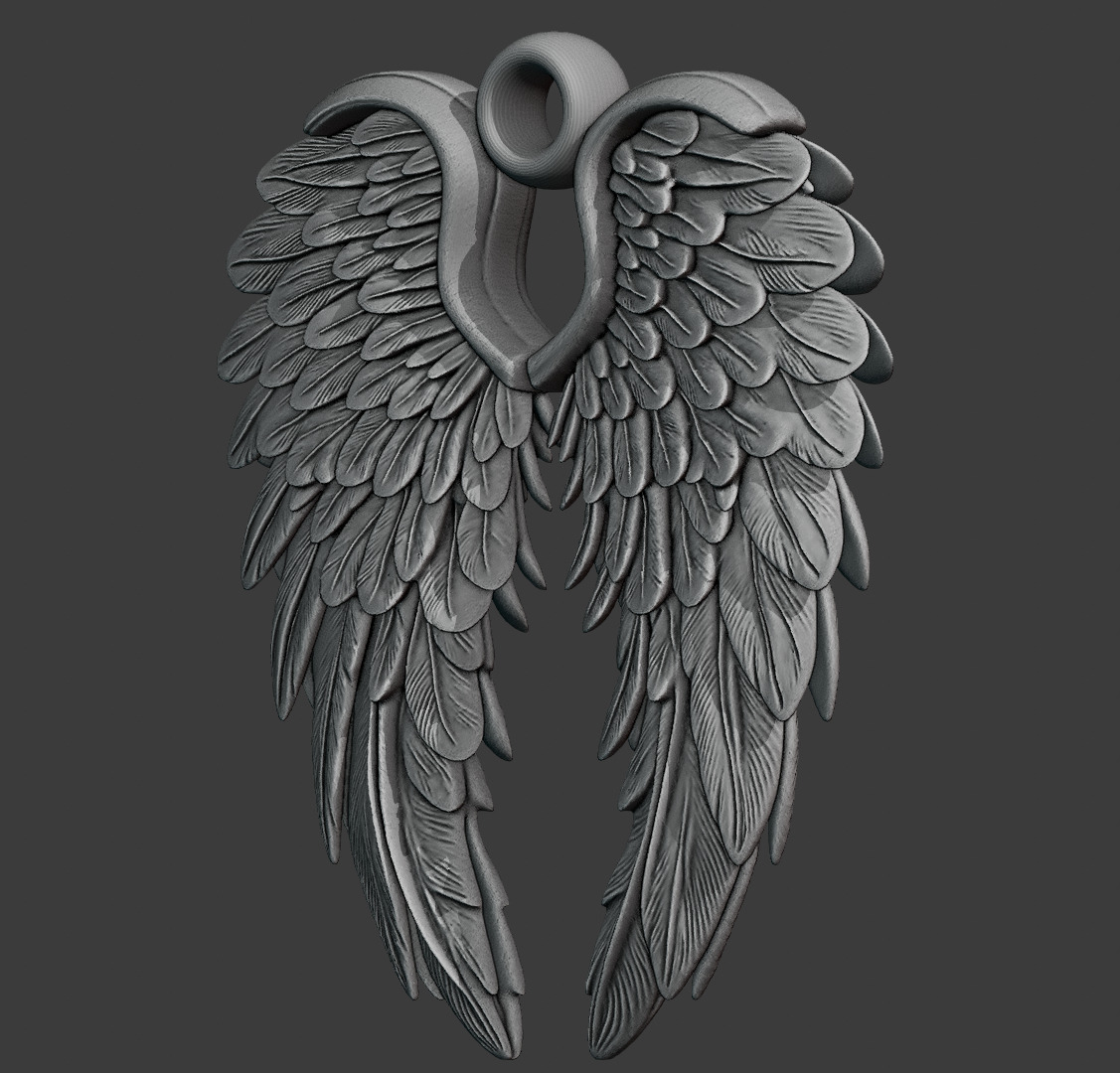 wings pendant 3D print model_1