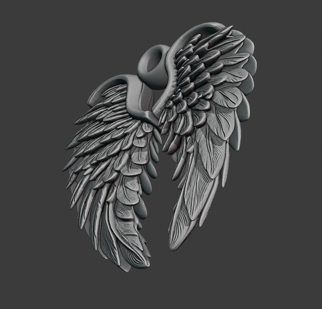 wings pendant 3D print model_2