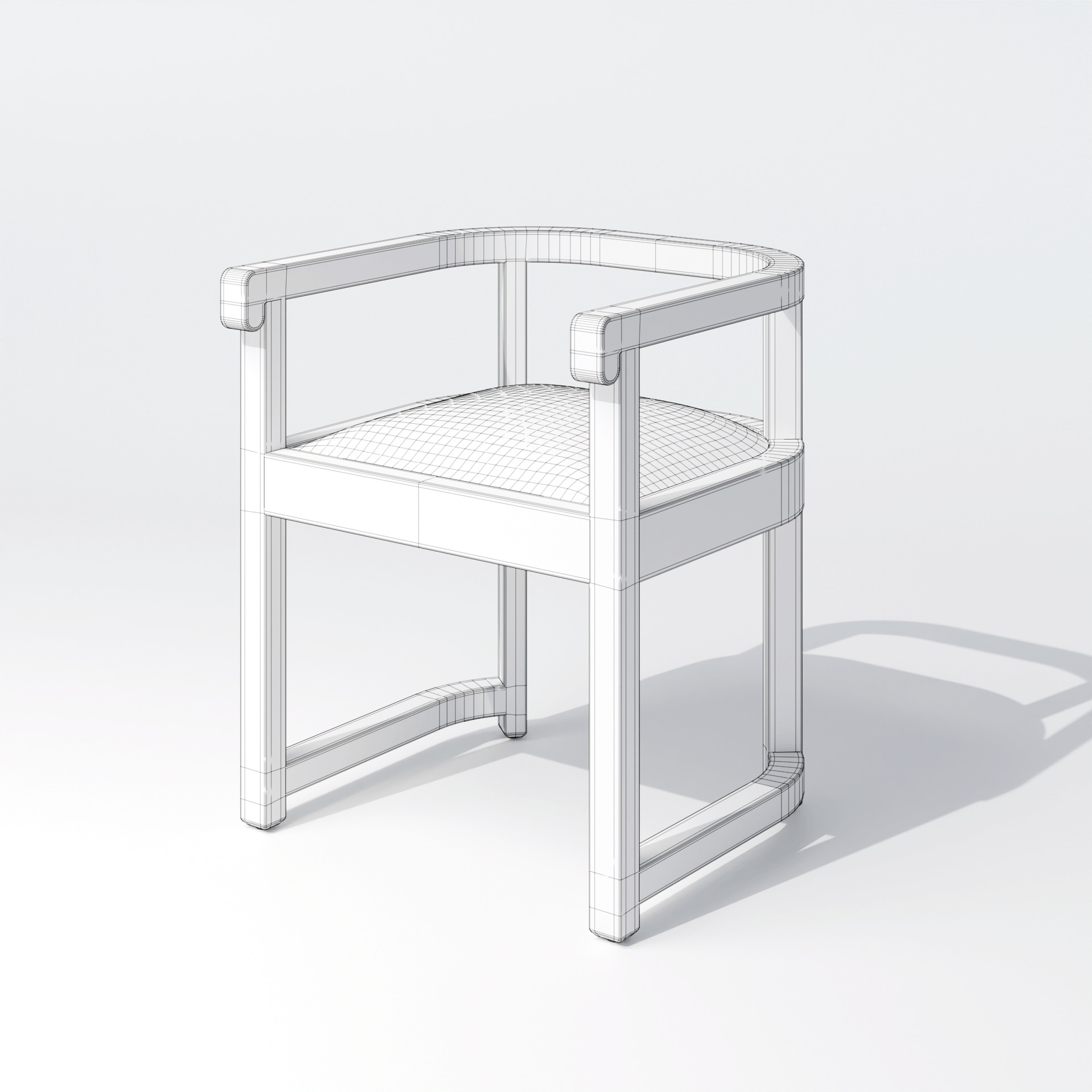 Art Deco Armchair Low-poly 3D model_7