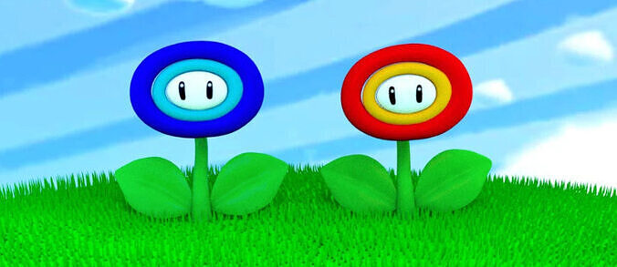 Fire and Ice flowers from Super Mario 3D model