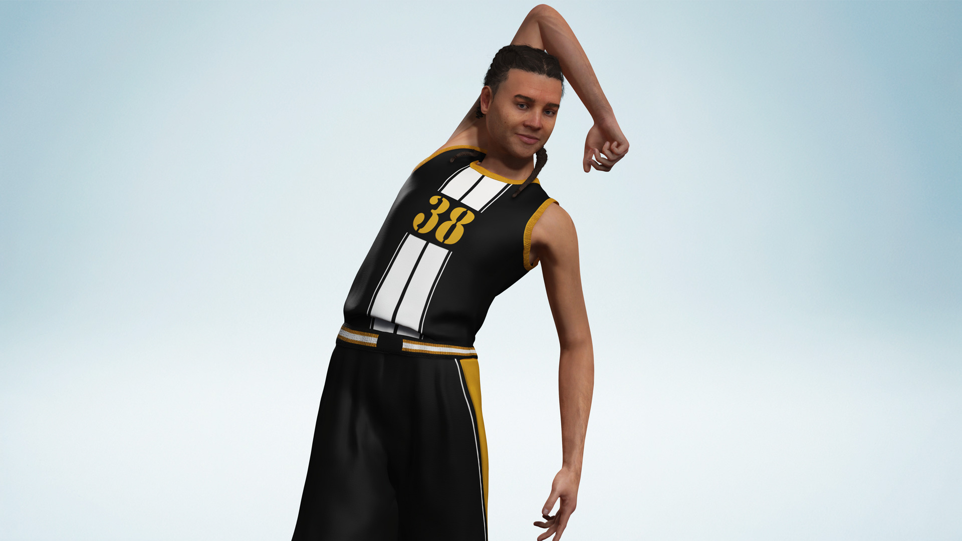 Athlete Realistic Basketball Player Male Character Low-poly 3D model_9