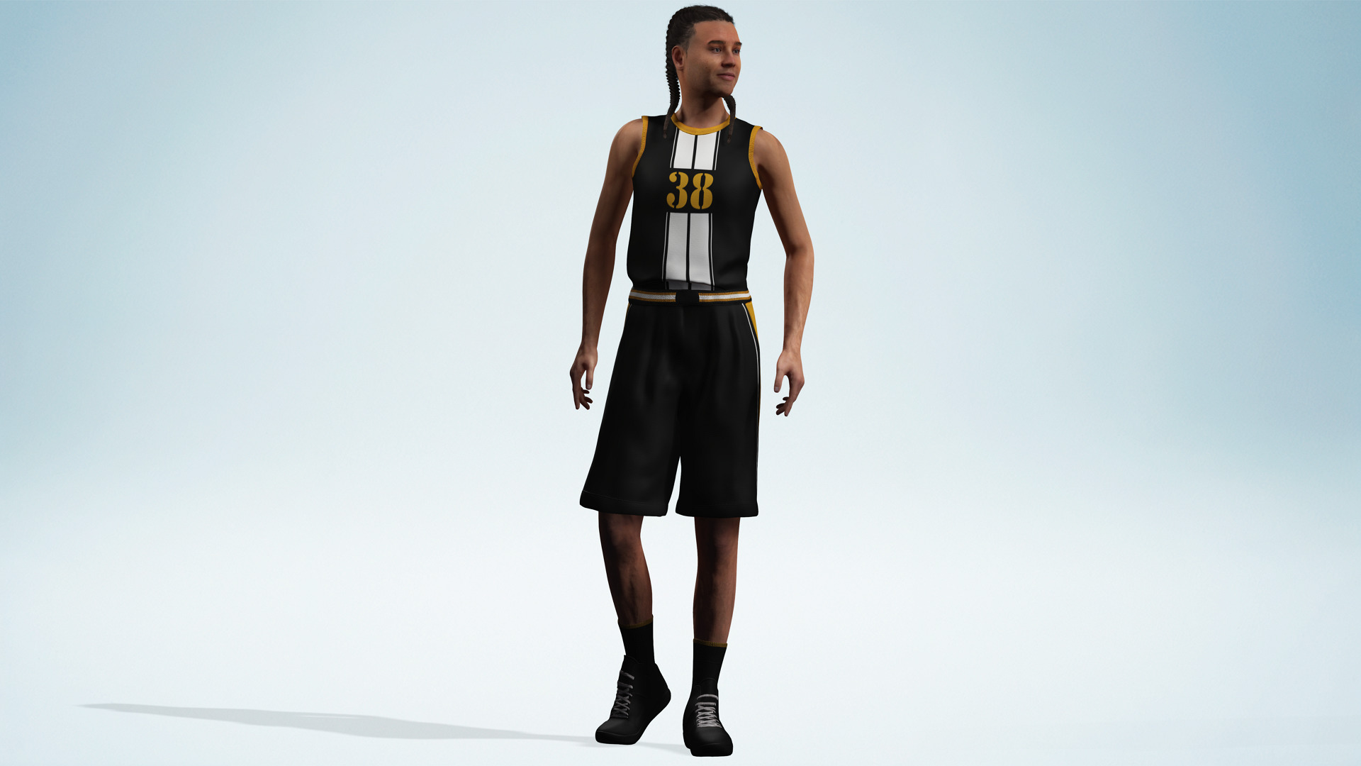Athlete Realistic Basketball Player Male Character Low-poly 3D model_1