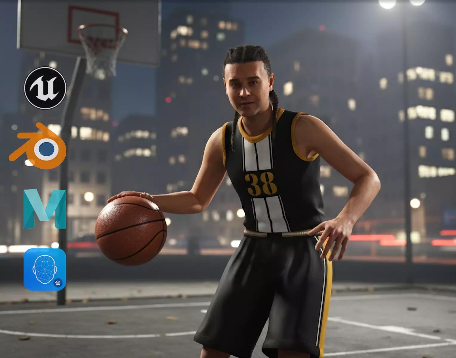 Athlete Realistic Basketball Player Male Character Low-poly 3D model_0