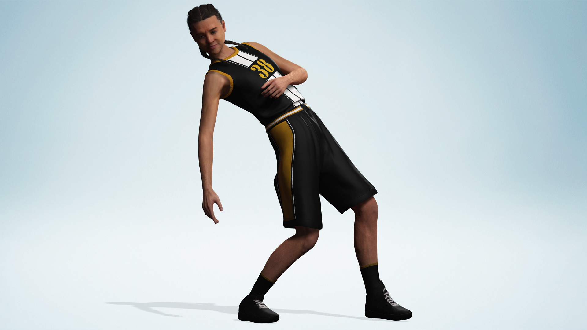 Athlete Realistic Basketball Player Male Character Low-poly 3D model_7