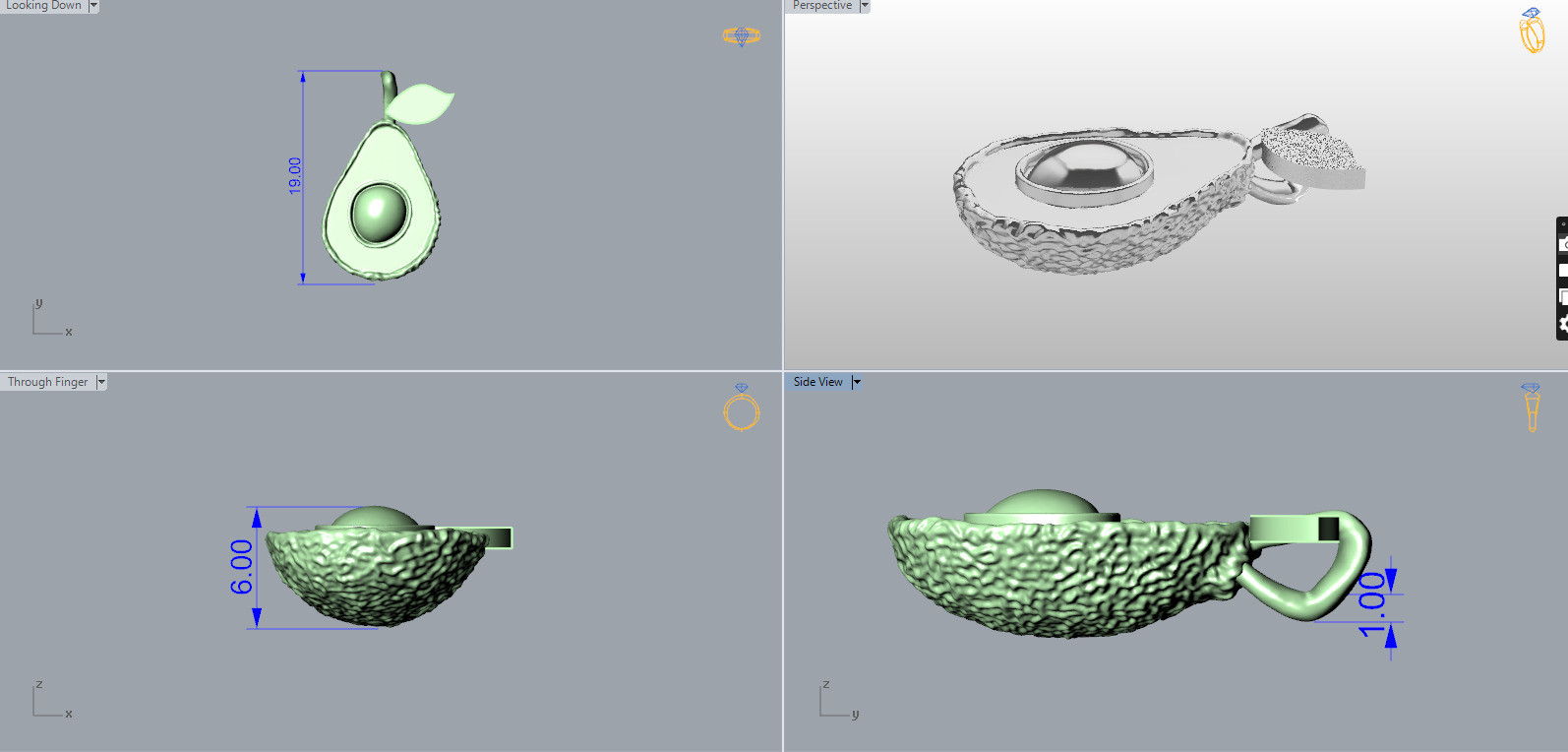 Fruit Charms 3D Model Pineapple lemon Cherry Grape Avocado etc 3D print model_3