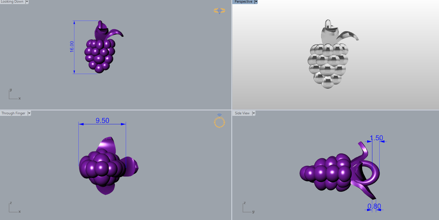 Fruit Charms 3D Model Pineapple lemon Cherry Grape Avocado etc 3D print model_6