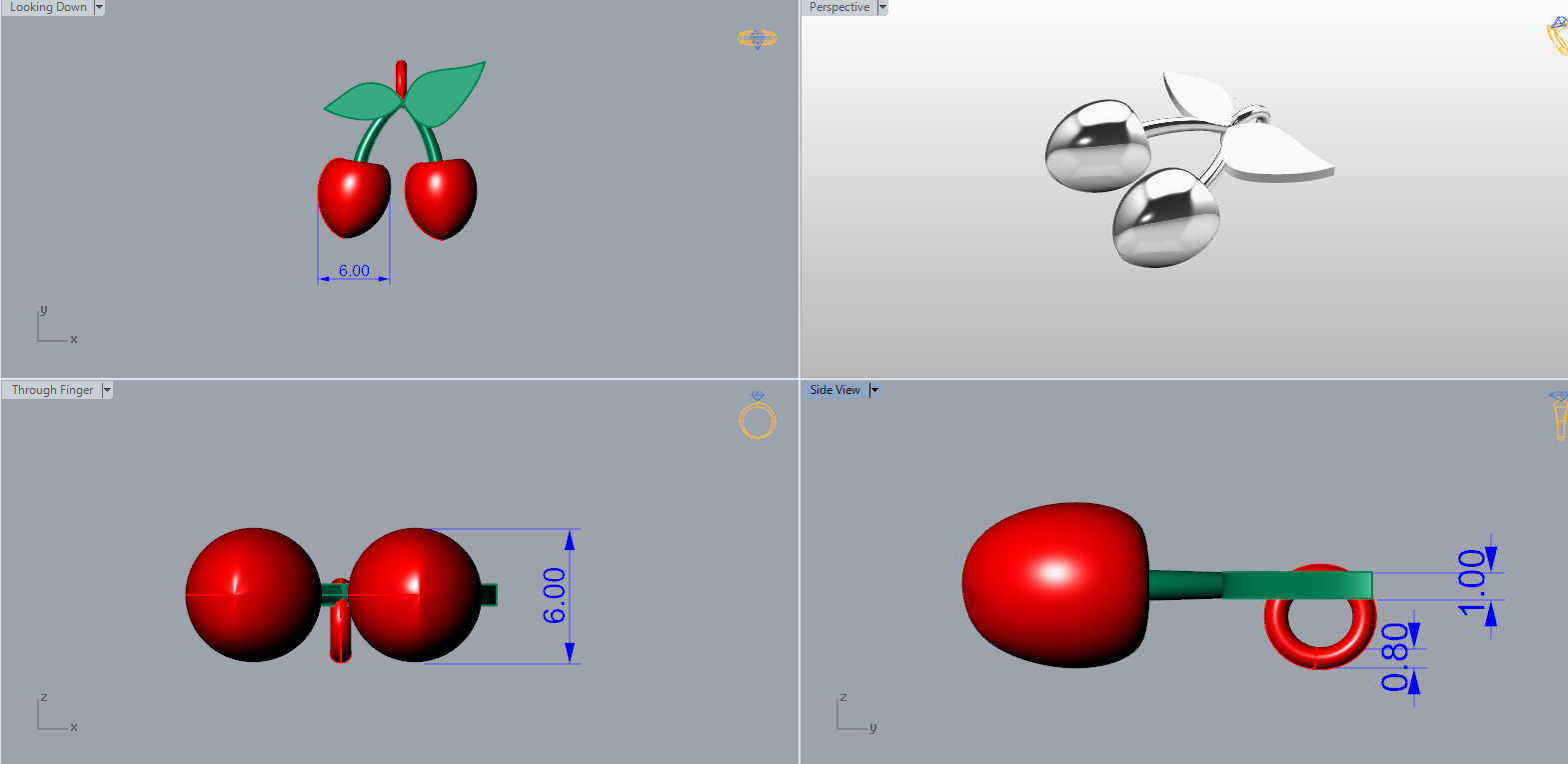 Fruit Charms 3D Model Pineapple lemon Cherry Grape Avocado etc 3D print model_5
