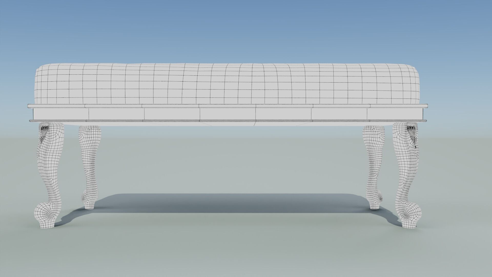 Ancient Sofa Bench Low-poly 3D model_12