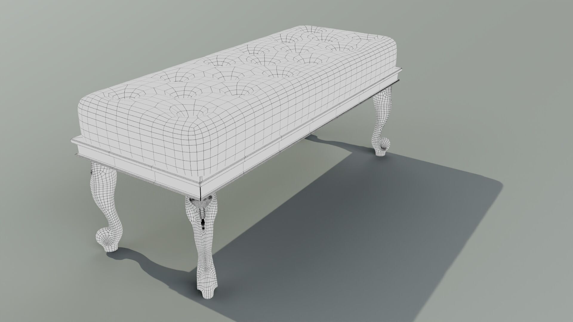 Ancient Sofa Bench Low-poly 3D model_11
