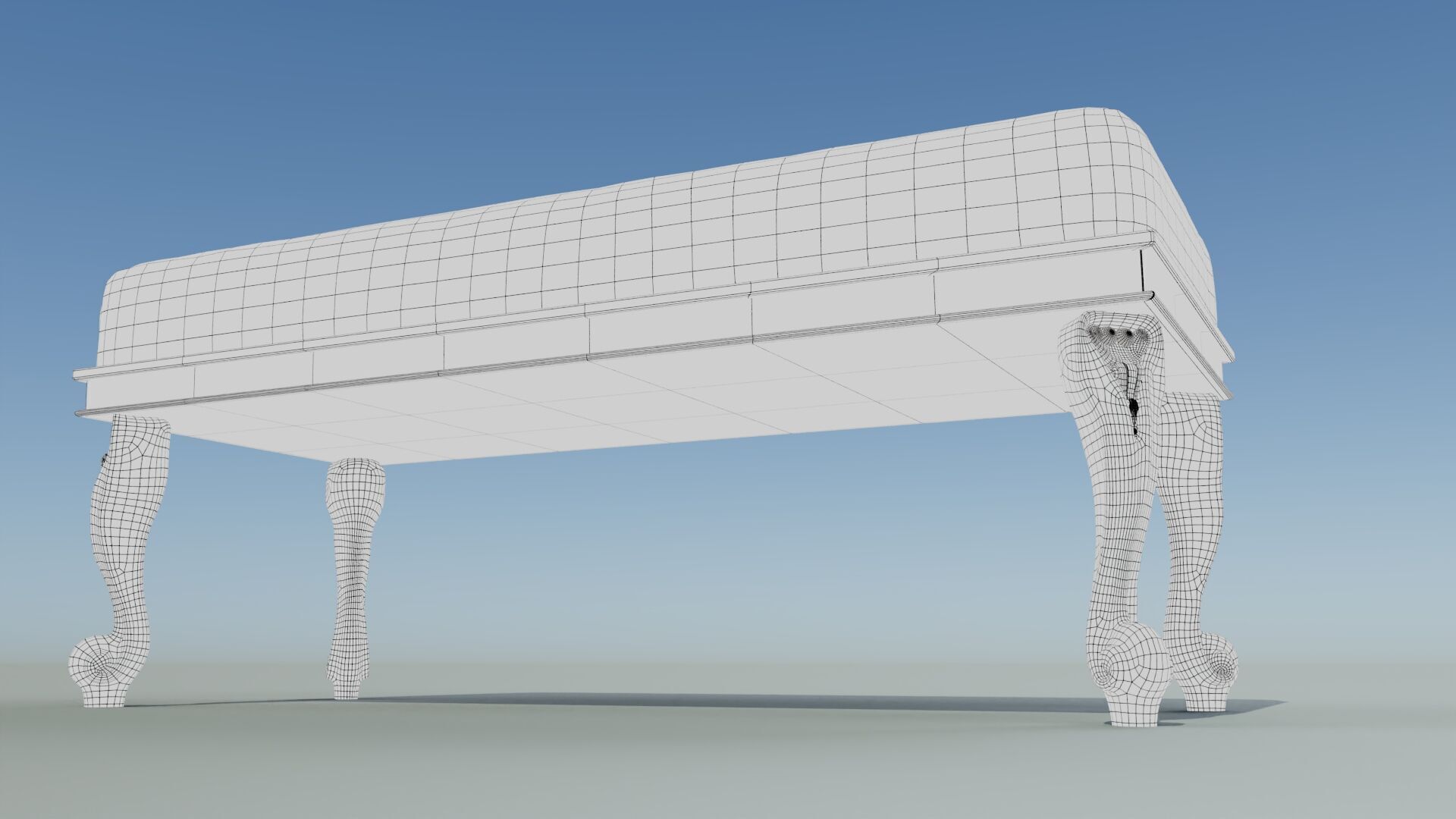 Ancient Sofa Bench Low-poly 3D model_14