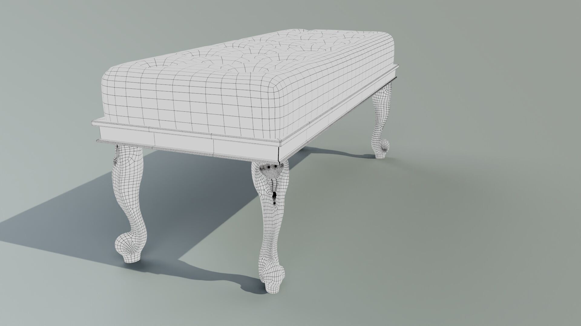 Ancient Sofa Bench Low-poly 3D model_9
