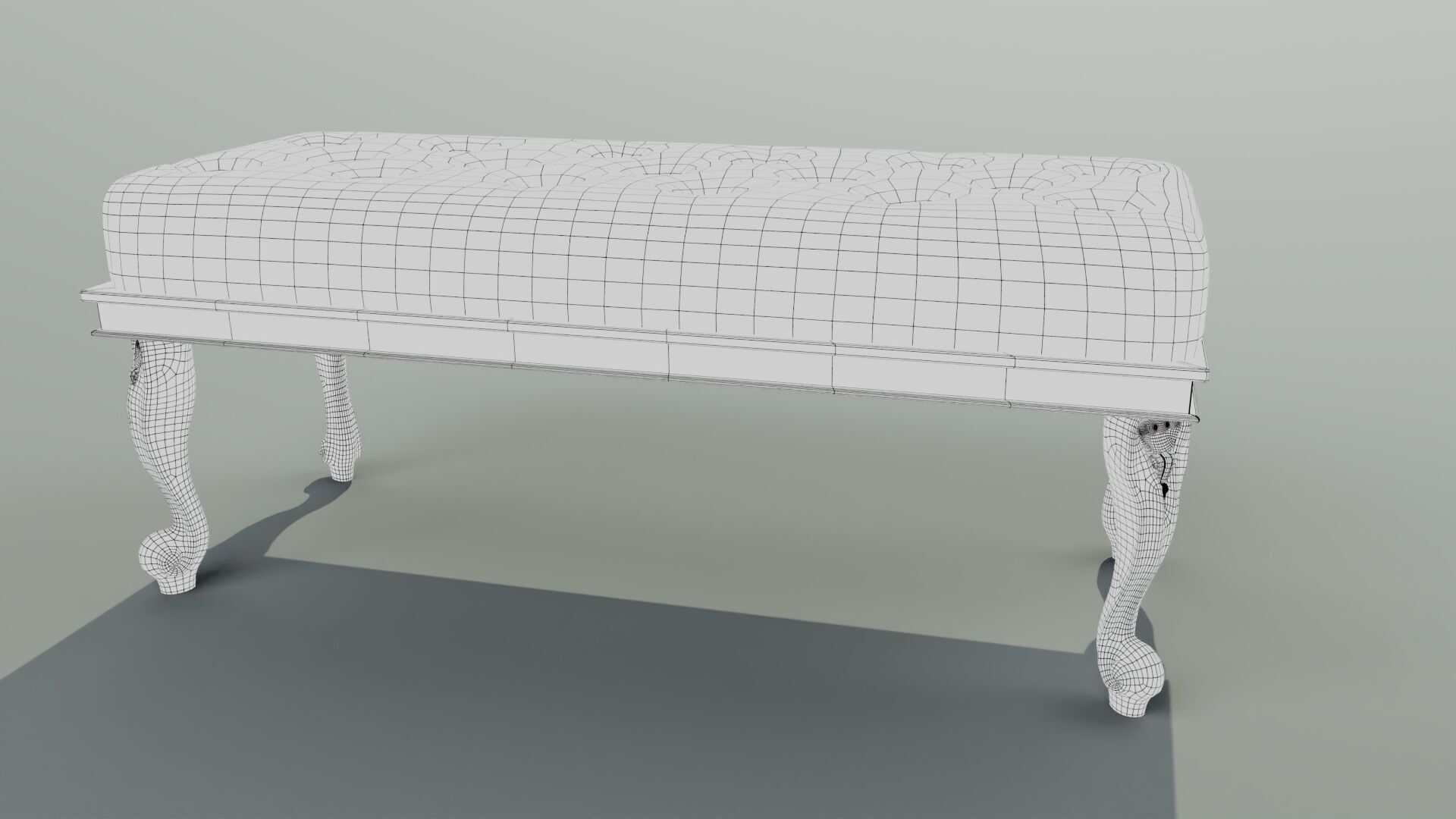 Ancient Sofa Bench Low-poly 3D model_10