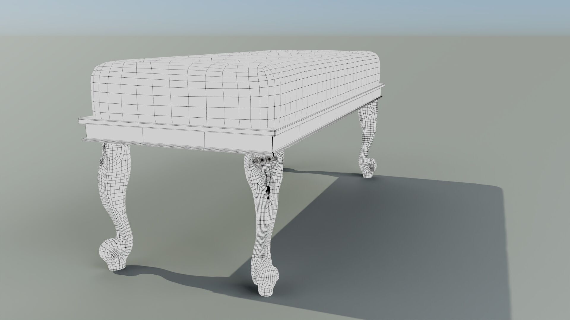 Ancient Sofa Bench Low-poly 3D model_15