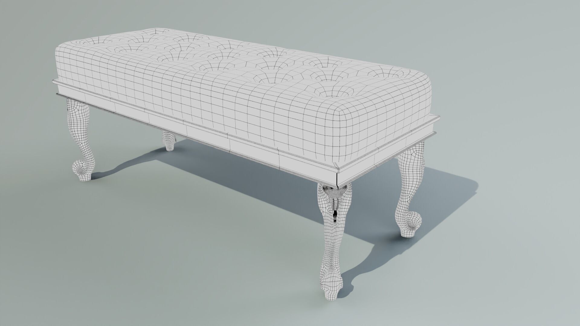 Ancient Sofa Bench Low-poly 3D model_8