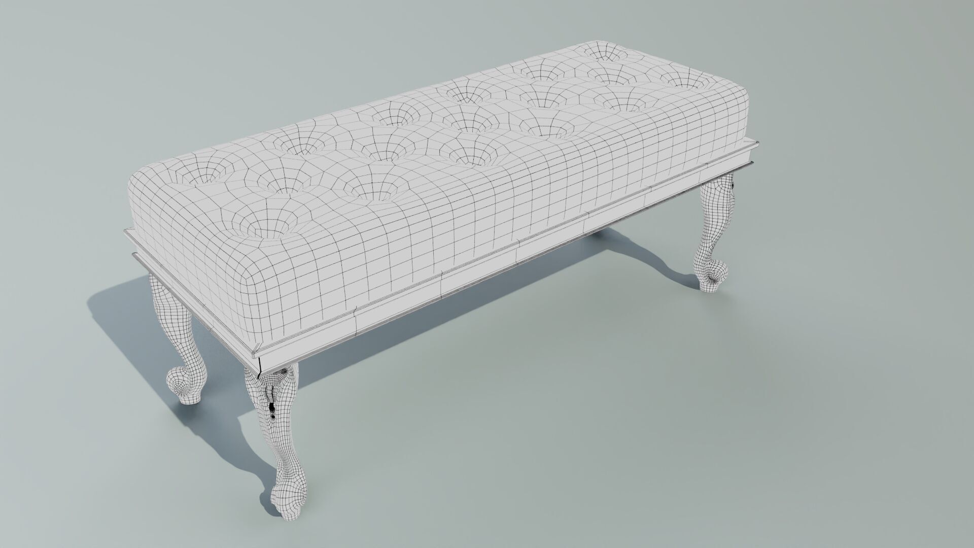 Ancient Sofa Bench Low-poly 3D model_13