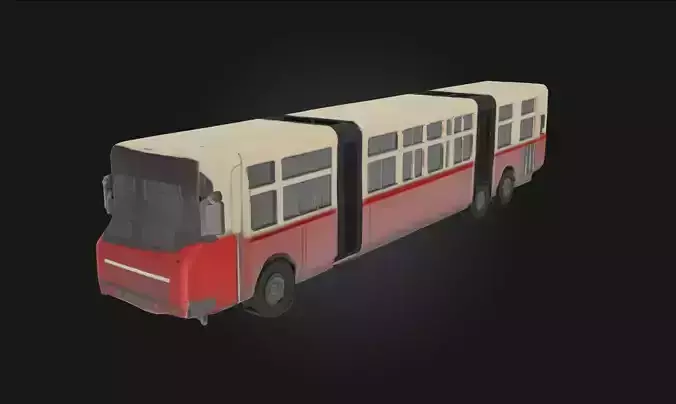 Articulated Red Bus Model  Urban Transit Vehicle 