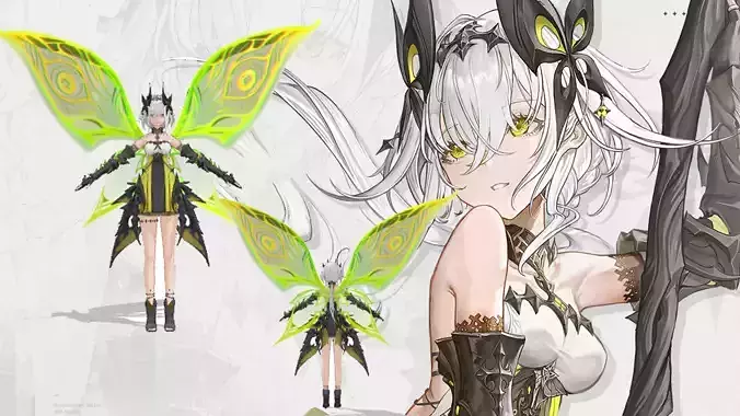 3D Anime Girl Model VRM  PMX mmd  FBX Low-poly 3D model