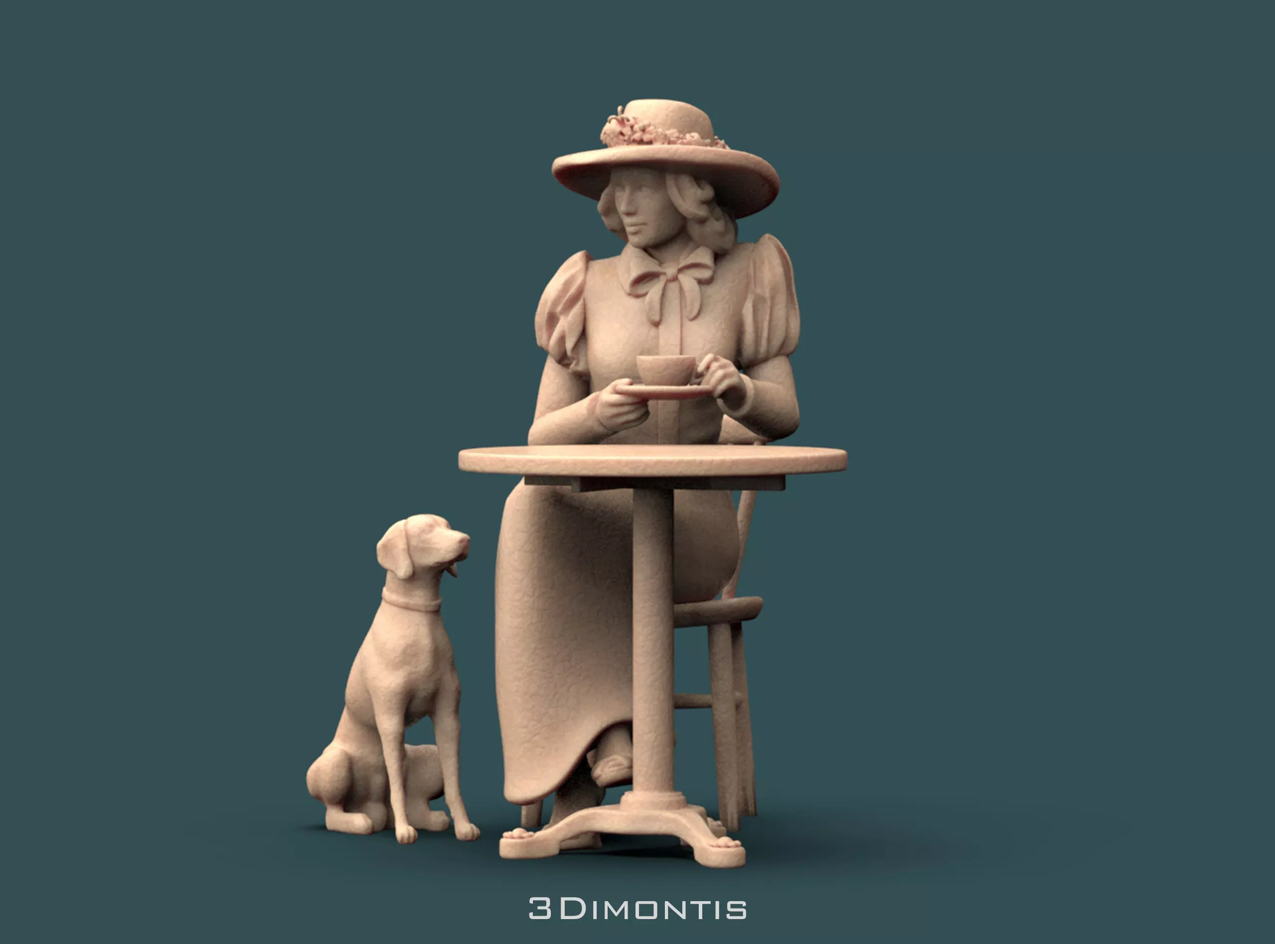 Woman and Dog 3D print model_0